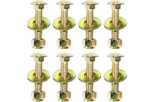 3/8" x 1-3/4" Carriage Bolt of Square Neck and Nylon Lock nut Large Size Washer Assortment Kit by Color Galvanization,Carbon Steel,Grade 2.(8pcs Pack) by metalsuberg