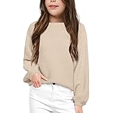Girls Pullover Sweaters Kids Long Sleeve Drop Shoulder Sweaters Casual Boat Neck Knit Jumper Tops