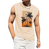 Gaupafmb Tank Tops Men Hawaiian Palm Tree Print Mens Tank Top Vacation Sleeveless Shirts for Men