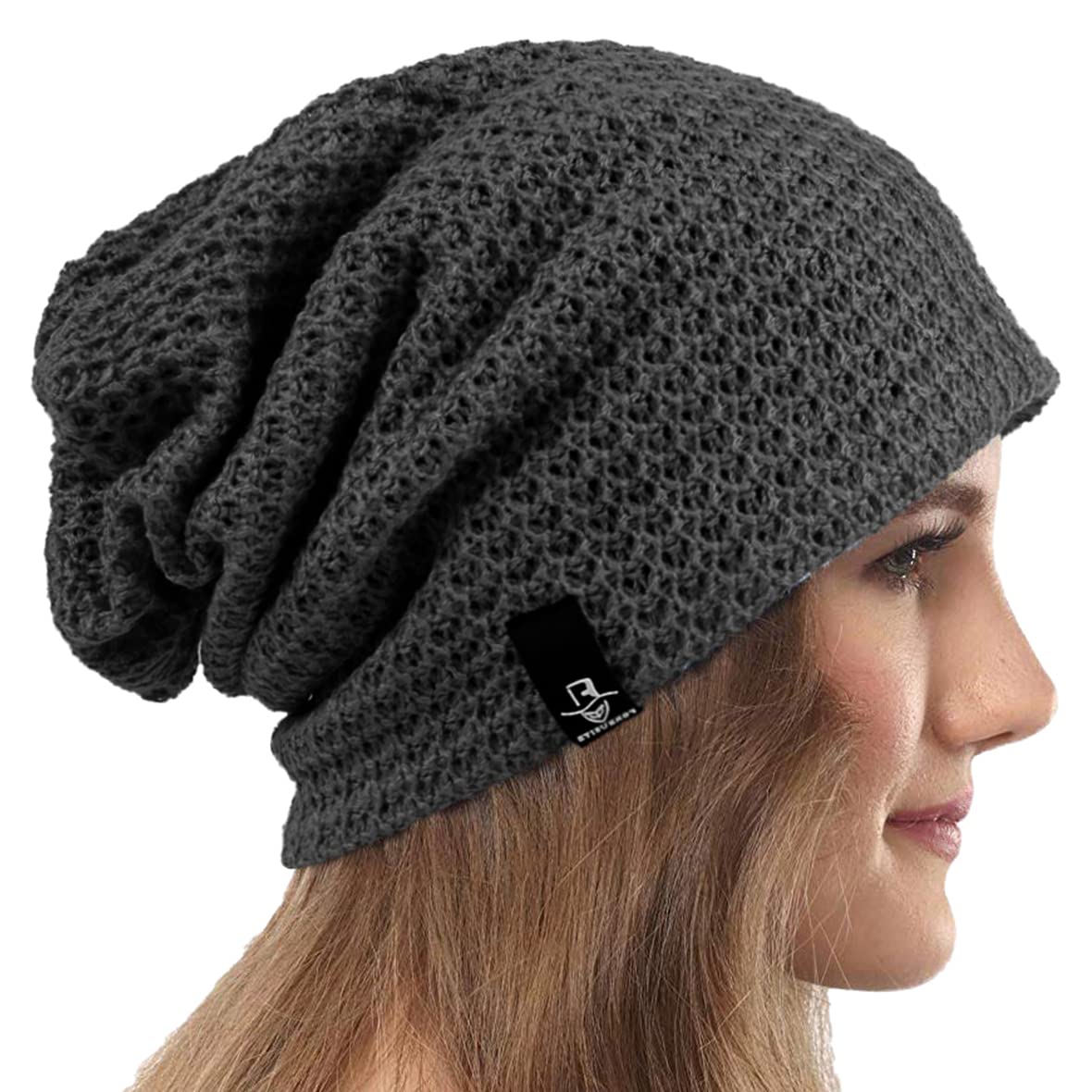 VECRY Womens Slouchy Beanie Knit Beret Ribbed Baggy Skull Cap Winter Summer Hat (Comb Grey)