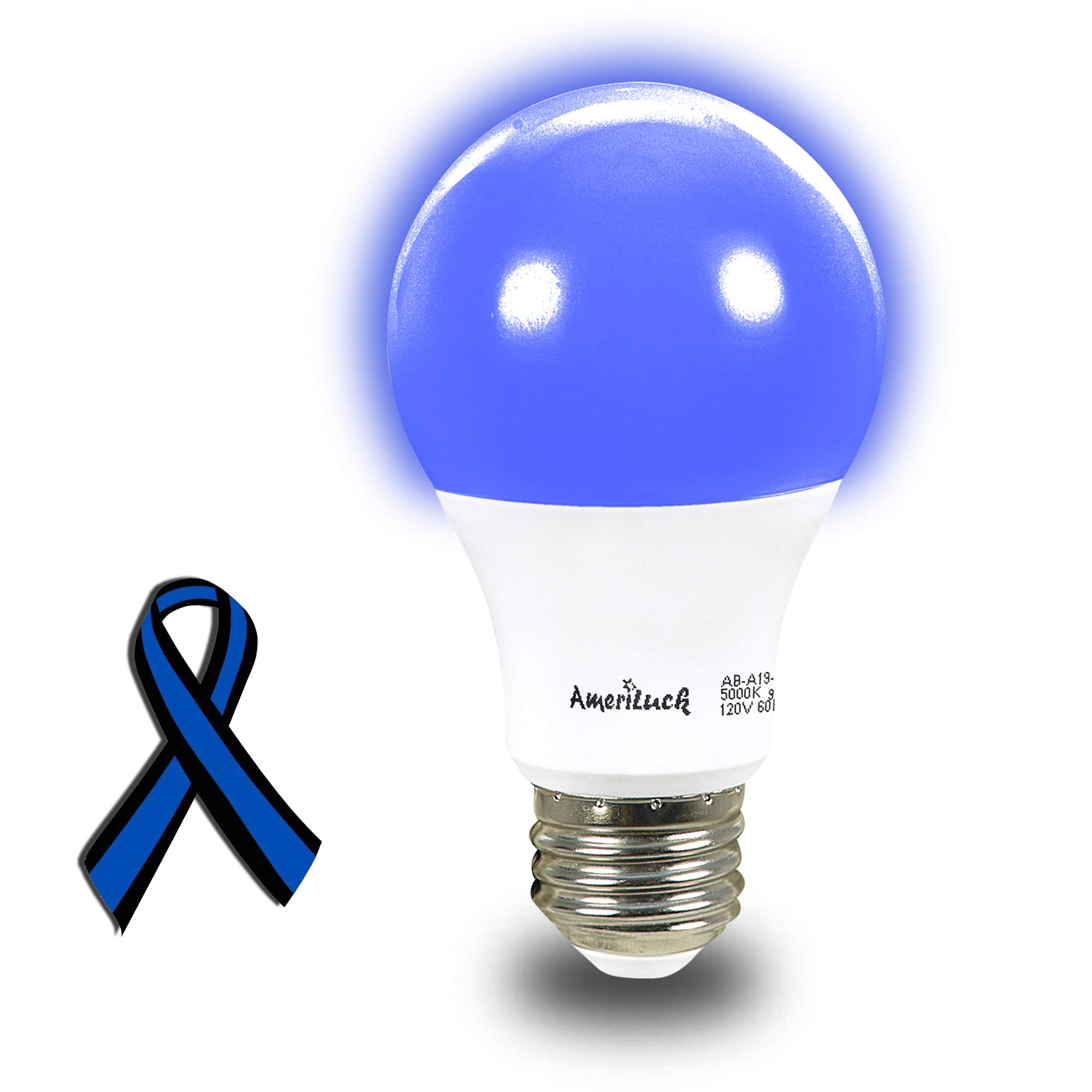 AmeriLuckColored A19 LED Light Bulb, Deep Cobalt Blue with Black Light Effect, 5W (40W Equivalent), E26 Medium Scew Base, Waterproof for Outdoor Use