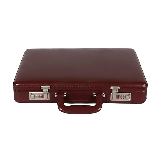 C Comfort Faux Leather Office Briefcase Brown