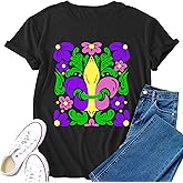 VERYNEAT Mardi Gras Shirts for Women Fat Tuesday Shirt New Orleans Carnival Festival Casual Top