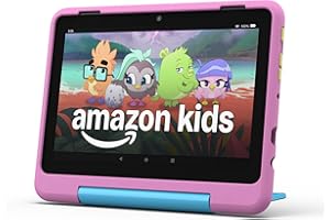 AMAZON FIRE TABLETS Amazon Fire HD 8 Kids Pro tablet (newest model), ages 6-12. Bright 8" HD screen, includes ad-free content, parental controls, 13-hr battery, slim case for older kids, 32GB, Jungle Cat