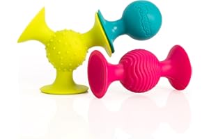 Fat Brain Toys pipSquigz, Sensory Baby Toys 6 Months Plus, Rattle Suction Cup Toy