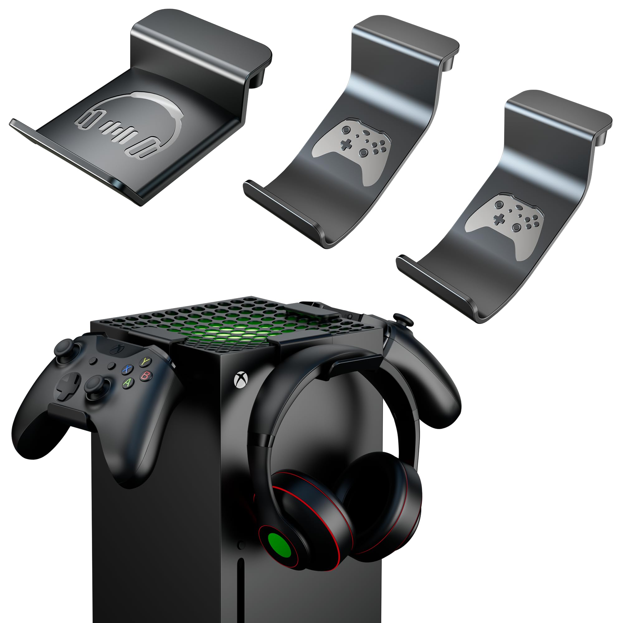 ZAONOOL Controller Holder Detachable for Xbox Series X - 2 Controller Holders and 1 Headphone Stand