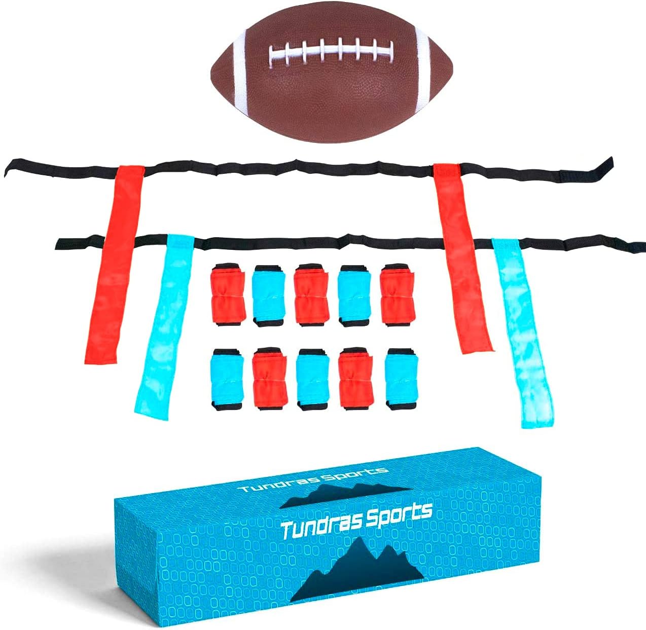 Flag Football Set - Complete 12-Player, Kids / Youth Flag Football kit, Includes Football and Flags -2 Sets of 6- with Adjustable Belts - Sports Toy for Children, Great Gift, for Boys & Girls Ages 6+: Toys & Games