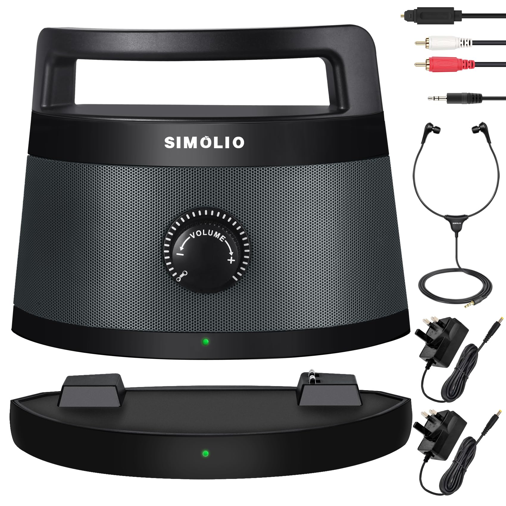 SIMOLIO Portable Wireless TV Speakers with Clear Dialogue for Hard of Hearing, Ideal for TV Watching without Blaring Volume for Seniors, Wireless Speakers for Television with 2 AC Adapters (SM-621D)