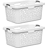 EconoHome Laundry Basket - Large 2 Bushel Laundry Basket with Handles - Stackable Plastic Hamper for Dirty Clothes - Storage Bin &amp; Organizer for Bathroom, Bedroom - White, 70.5L Capacity &ndash; Heavy Duty