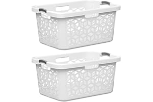 EconoHome Laundry Basket - Large 2 Bushel Laundry Basket with Handles - Stackable Plastic Hamper for Dirty Clothes - Storage Bin & Organizer for Bathroom, Bedroom - White, 70.5L Capacity – Heavy Duty