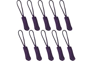 Fbshicung 10 Pcs Zipper Pull Replacemen Tab Heavy Duty Zipper Extender Cord for Bag Suitcase Jacket Luggage (Purple)