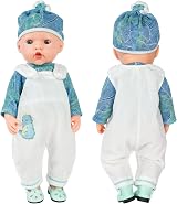 Aolso Baby Doll Clothes 14-18 Inch Overalls Coat Set White Green 35-45 cm view 4