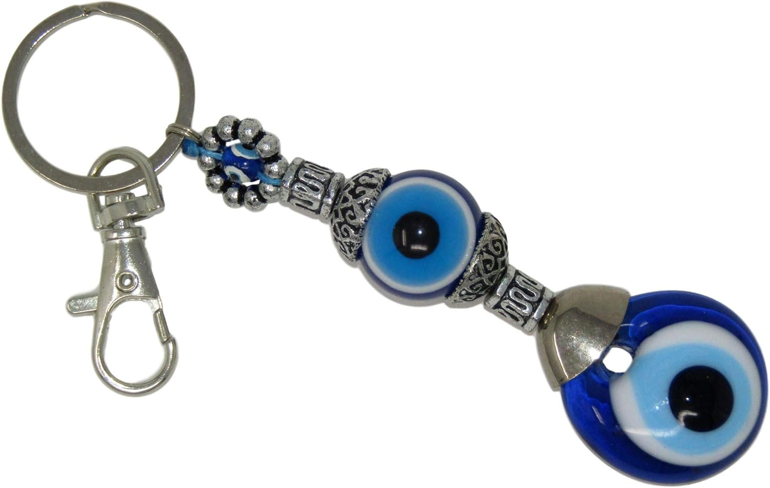 Jeannieparnell 107 3cm Lucky Evil Eye & Mixed Bead Keyring Bag Hanger Handmade