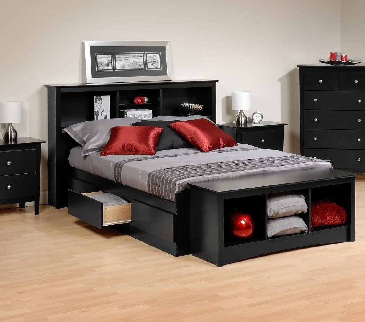 Prepac Sonoma Black Bookcase Platform Storage Bed With Headboard Full Amazon Co Uk Kitchen Home