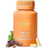 Ovira Skin Clear with ZINCBRIGHT - 60 Capsules for Clear & Glowing Skin | Rosacea & Hormonal Acne Treatment with Vitamin C | Support Collagen Production | Acne Supplements for Women & Men - Pack of 1