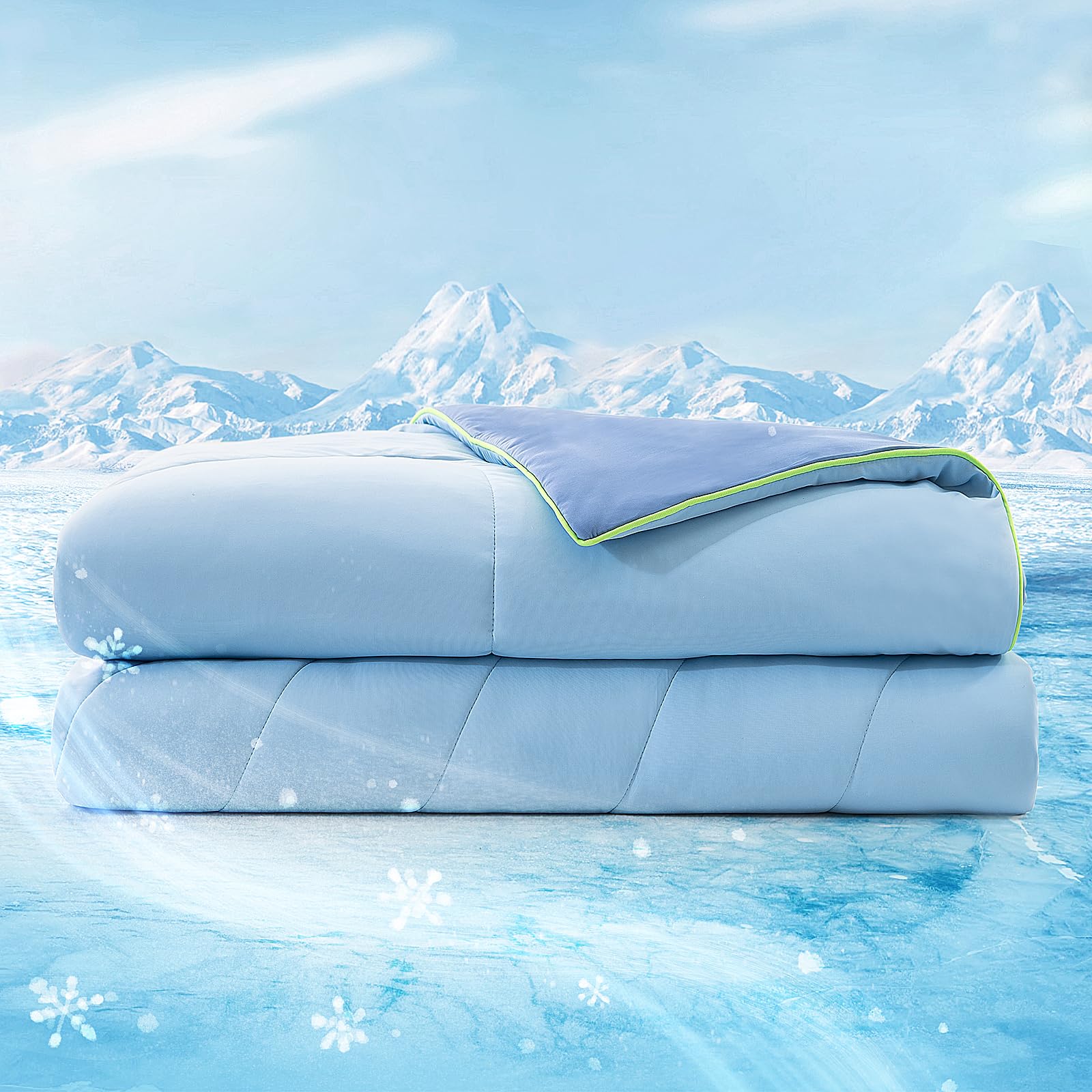 Photo 1 of Kivik Ultra-Soft Cooling Comforter?Cooling Blanket Tech for Hot Sleepers?Silk Smooth & Breathable Lightweight Blanket (Light Blue, Queen Size?90''x90''?)