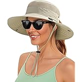 FURTALK Sun Hats for Women with Ponytail Hole Beach Hiking Summer Wide Brim Outdoor UV Protection Packable Bucket Safari Hat