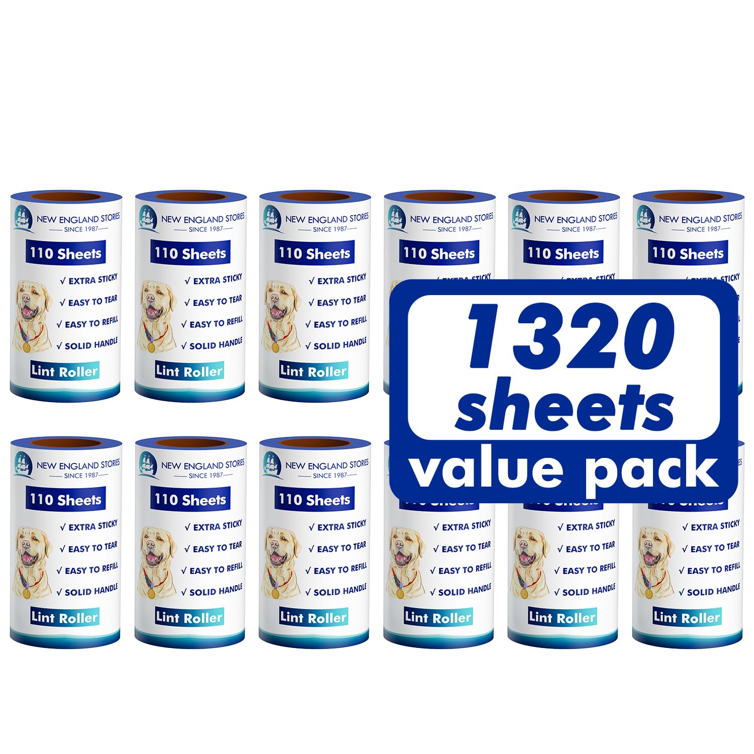 Photo 1 of Lint Rollers for Pet Hair Extra Sticky, 1320 Sheets (12 Refills Mega Value Set), Portable Pet Lint Remover for Clothes, Furniture, Carpet, Dog & Cat Hair Removal