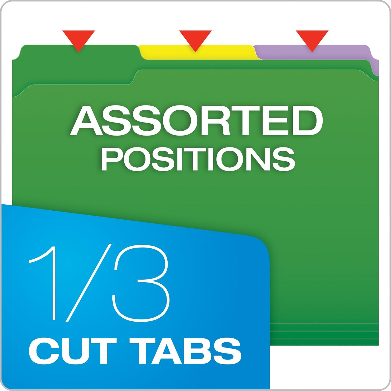 Pendaflex Color File Folders with Interior Grid, Letter Size, Assorted Colors, 1/3 Cut, 100/BX (R152 1/3 ASST) : Colored File Folders : Office Products
