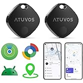 ATUVOS 2025 New Upgraded Dual System Air Tracker Tags-2 Pack, Compatible with iOS Apple Find My & Android Google Find Hub APP (Not for Huawei), Bluetooth Tracker for Keys, Luggage, Backpack, Suitcases