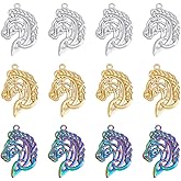 DICOSMETIC 12Pcs 3 Colors Horse Jewelry Charms Stainless Steel Celts Horse Charms Hollow Viking Charm Western Horses Charm Horses Heads Pendant for DIY Jewelry Crafts Making, Hole: 2mm