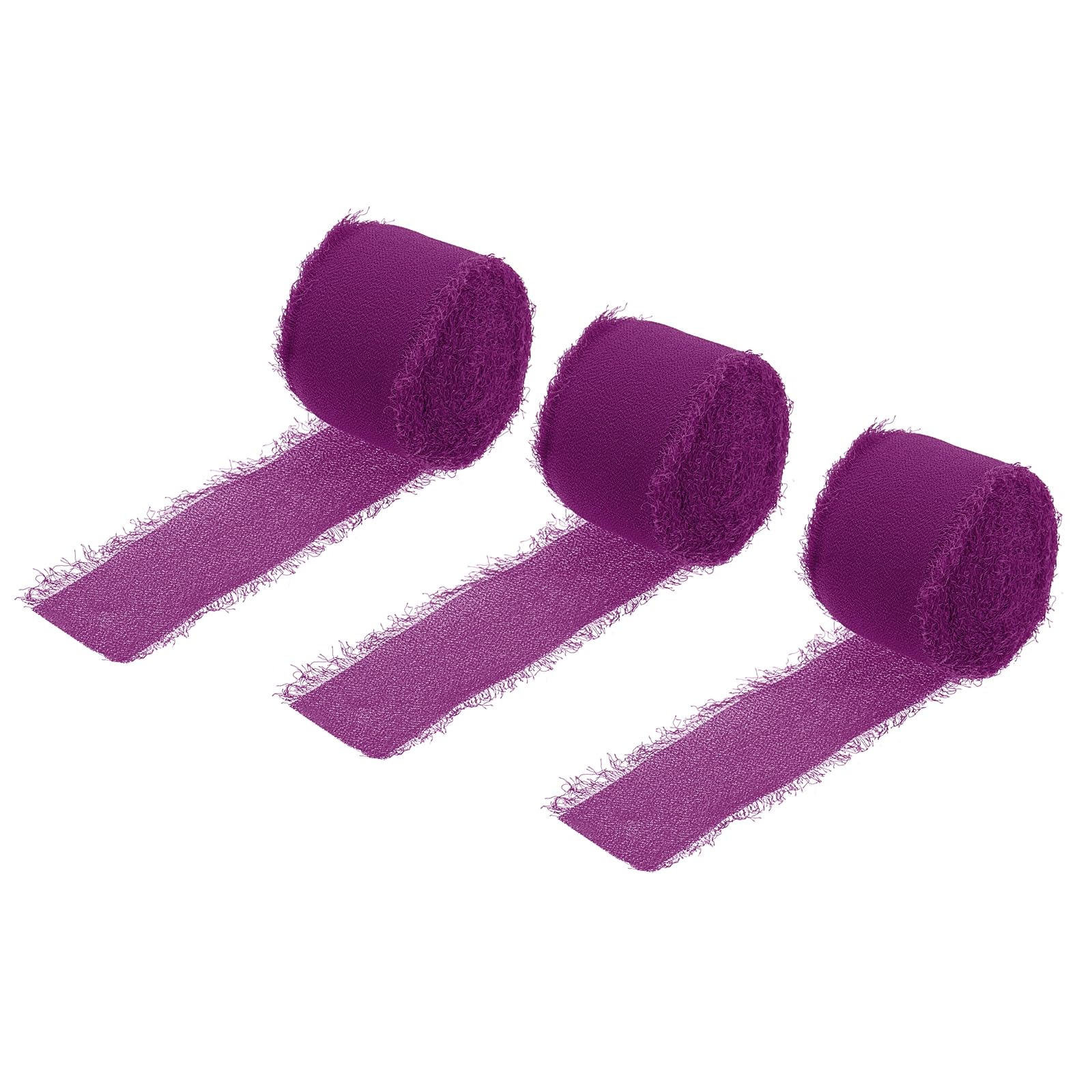 uxcell Chiffon Ribbon 1.5" x 8 Yard, Ribbon Purple Chiffon, Silk Ribbon for Wedding, Gift Wrapping, Flower Arrangement Decoration, Pack of 3