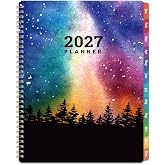 2027 Planner - 2027 Planner Weekly and Monthly, Jan 2027 - Dec 2027 | 8" x 10", 2027 Calendar Planner, 12 Month Planner 2027 with Colorful Tabs, Spiral Binding, Pocket - Galaxy Forest