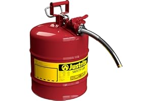 Justrite 7250130 Galvanized Steel, AccuFlow Type II Red Safety Can with 1" Flexible Spout, Large ID Zone, Meets OSHA & NFPA f