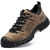 DINGGU Steel Toe Shoes for Men, Safety Mens Work Shoes Comfortable Indestructible Construction Shoes Leather
