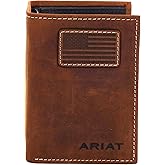 ARIAT Trifold Wallet USA Flag Patch, Medium Brown, One Size