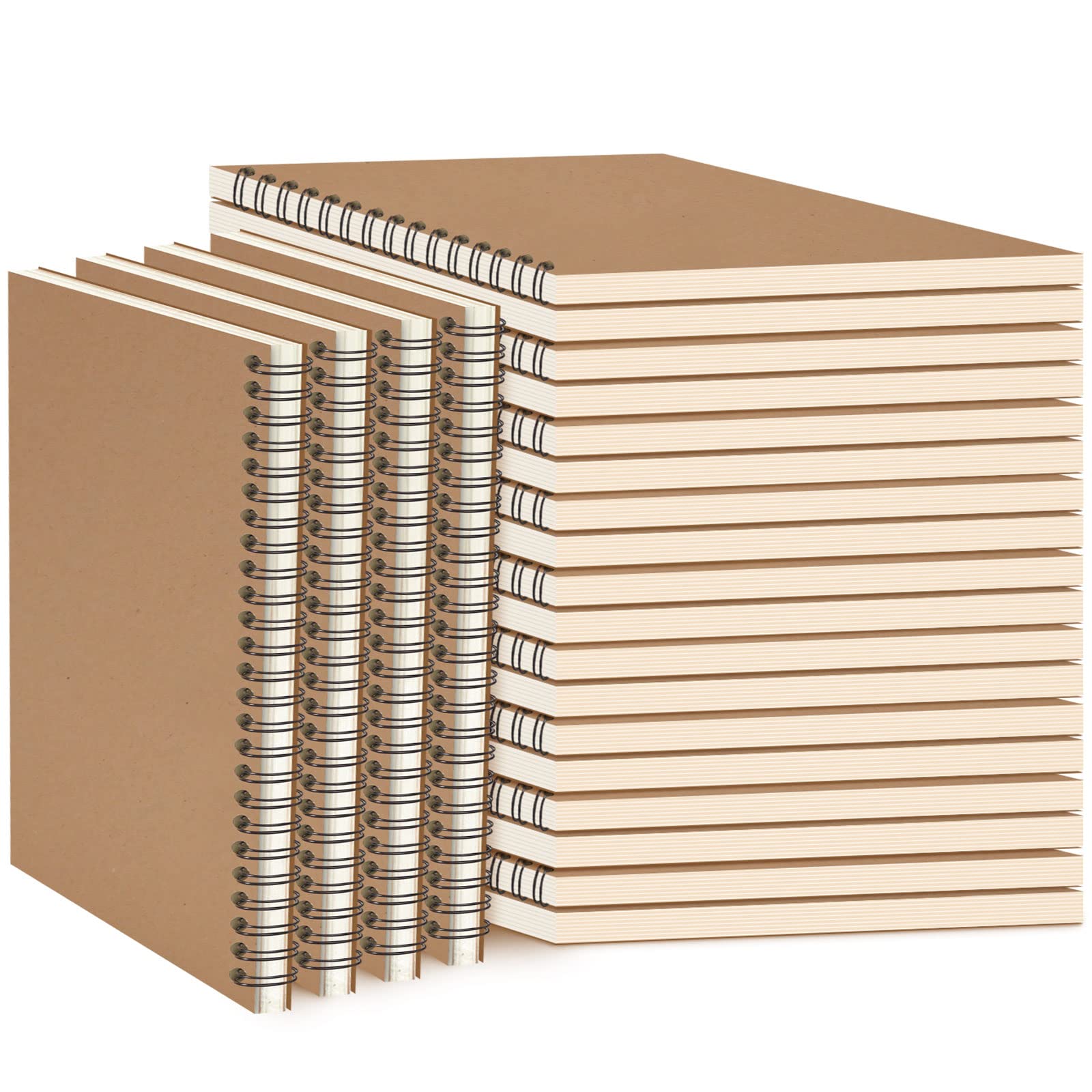 Photo 1 of Epakh 22 Pack A5 Spiral Notebook with Kraft Cover, Back to School Hardcover Spiral Journal Notebook 5.5 x 8.3 Inch, First Day of School Travel Journal Notepad, 50 Sheets 100 Pages(Brown,Lined)