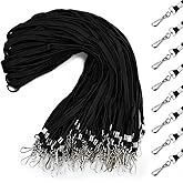 koorito 50 Pcs Badge Lanyards Flat Lanyards for ID Badges Bulk Black lanyard with Swivel J Hook Clip for Office Worker, Student, Teacher