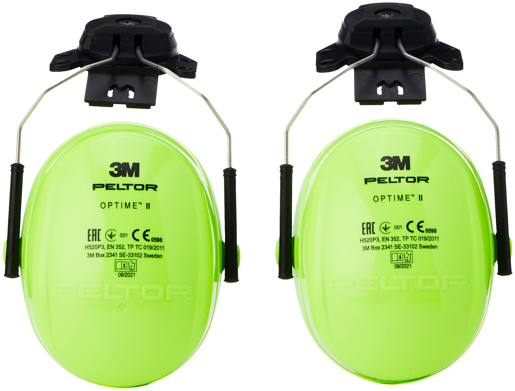 3M PELTOR Optime II Earmuffs, 30 DB, Hi-Viz, Helmet Mounted, H520P3E-467-GB 7000038210
