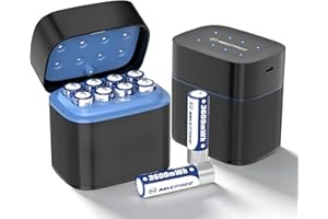 Maxfree Rechargeable AA Batteries Lithium with Charger, 8-Pack 1.5V 3600mWh Long Lasting Double A Batteries with LED Display,