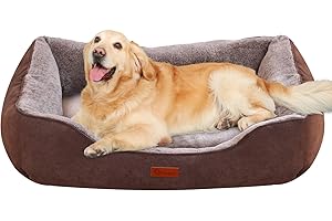 HOOPET Dog Bed Large Size Dog Sofa Bed with Reversible Cushion Washable Dog Bed with Removable Cover Large Dog Bed Calming Dog Bed XL Dog Bed Anti-slip Bottom, 47.2"x 35.4", Brown