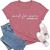 TIEEI Christian Shirts for Women Inspirational Jesus Shirt Made for More Ephesians 2:10 Tee Tops