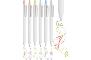 NiArt Retractable Glitter Magic Gel Ink Ballpoint Pen Set, 0.04 Inch(1 mm) Fine Tip Shimmering Gradient Rainbow Colors for Bullet Journaling, Sketching, Inspiring Writing and Drawing (6 Marble Colors)