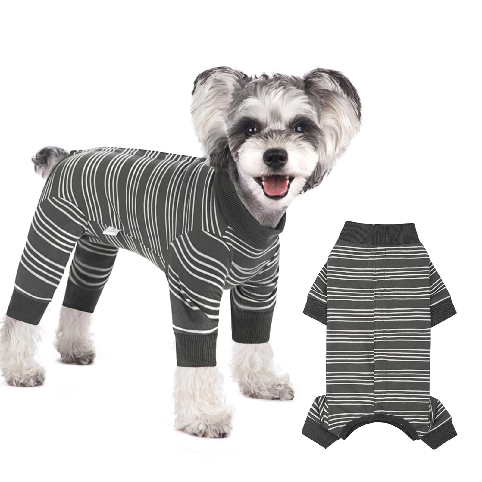 Larfraecy Dog Surgery Recovery Suit with Long Sleeves and Legs, Dog Onesie with Zipper for Large and Medium Dogs,Full Body Coverage Pet Neutering Suit,Anti-shedding,Prevent Licking (Grey, L)