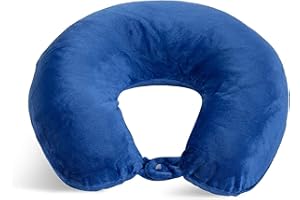 WORLD'S BEST Wolf Essentials Adult Cozy Soft Microfiber Neck Pillow, Compact, Perfect for Plane or Car Travel, Cobalt