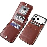 KIHUWEY Compatible with iPhone 17 Pro Max Case Wallet with Credit Card Holder, Flip Premium Leather Magnetic Clasp Kickstand Heavy Duty Protective Cover for iPhone 17 Pro Max 6.9 Inch (Brown)