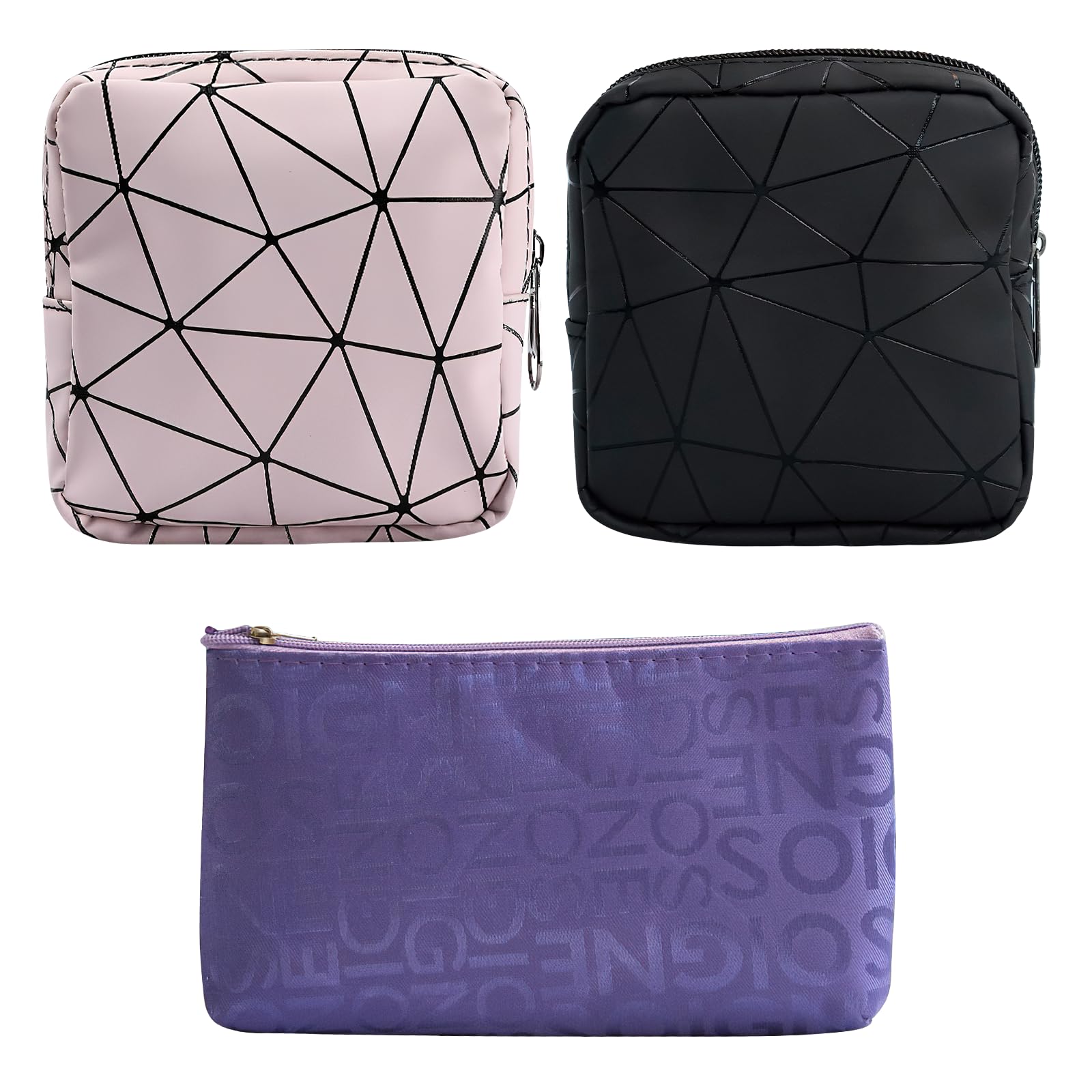 3 Pcs Sanitary Napkin Storage Bags, Portable Sanitary Towel Holder Feminine Menstrual Bags Sanitary Pad Storage Bag with Zipper, Reusable Period Bags Period Pouch for Teen Young Girls Women Ladies