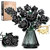 Rongmeiz Flowers Bouquet Building Set, 12 Artificial Black Roses Botanical Collection Building Block Educational Toys for Girls Kids Women Gift for Valentine's Day Mother's Day Christmas, 634 PCS