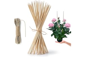 HOPELF 50 Pack 8" Bamboo Plant Stakes for Wood Garden Sticks，Wooden Indoor Gardening Floral Plant Support ，Potted Plants，Crafts, More Size Choices 8"/12"/16"