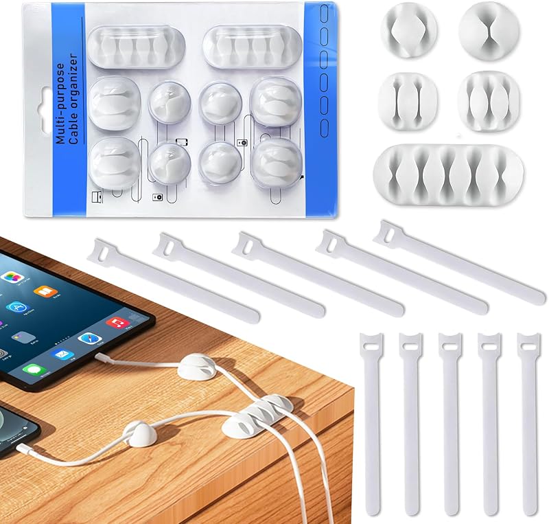 Nestling 20pc Cable Holder Clips Tidy Wire Cord Organizer for Car Office Home