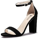 IDIFU Women's IN4 Cookie-HI Chunky High Heel Sandals Open Toe Ankle Strap Wedding Bridal Prom Dress Shoes For Women Bride Bridesmaid