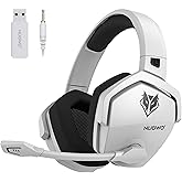 NUBWO Wireless Gaming Headset with Mic for Ps5 Ps4 PC, Zero Interference, 100-Hour Battery All-Day Play, 23ms Sync​ for Fortnite & Call of Duty/FPS Gamers, Triple Mode All Devices Compatible - White