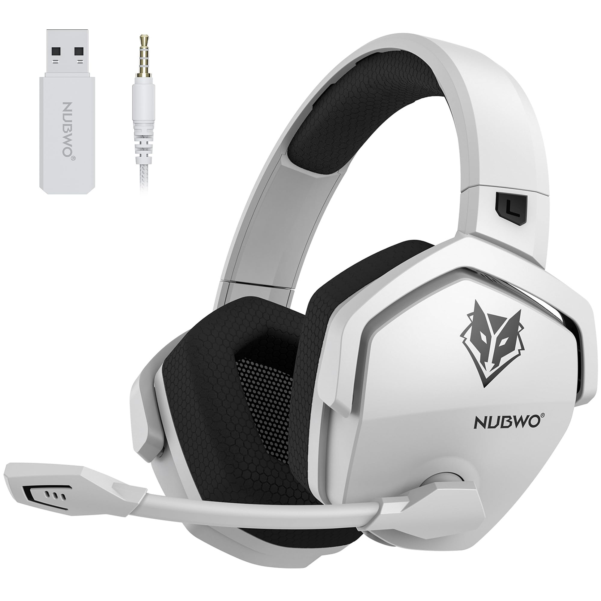 Photo 1 of NUBWO Wireless Gaming Headset, 5.3 Bluetooth Gaming Headphones for Ps5, Ps4 Fortnite & Call of Duty/FPS Gamers, PC, Ns, 2.4GHz Headphone with 100Hr Battery, Flip Noise Canceling Microphone - White