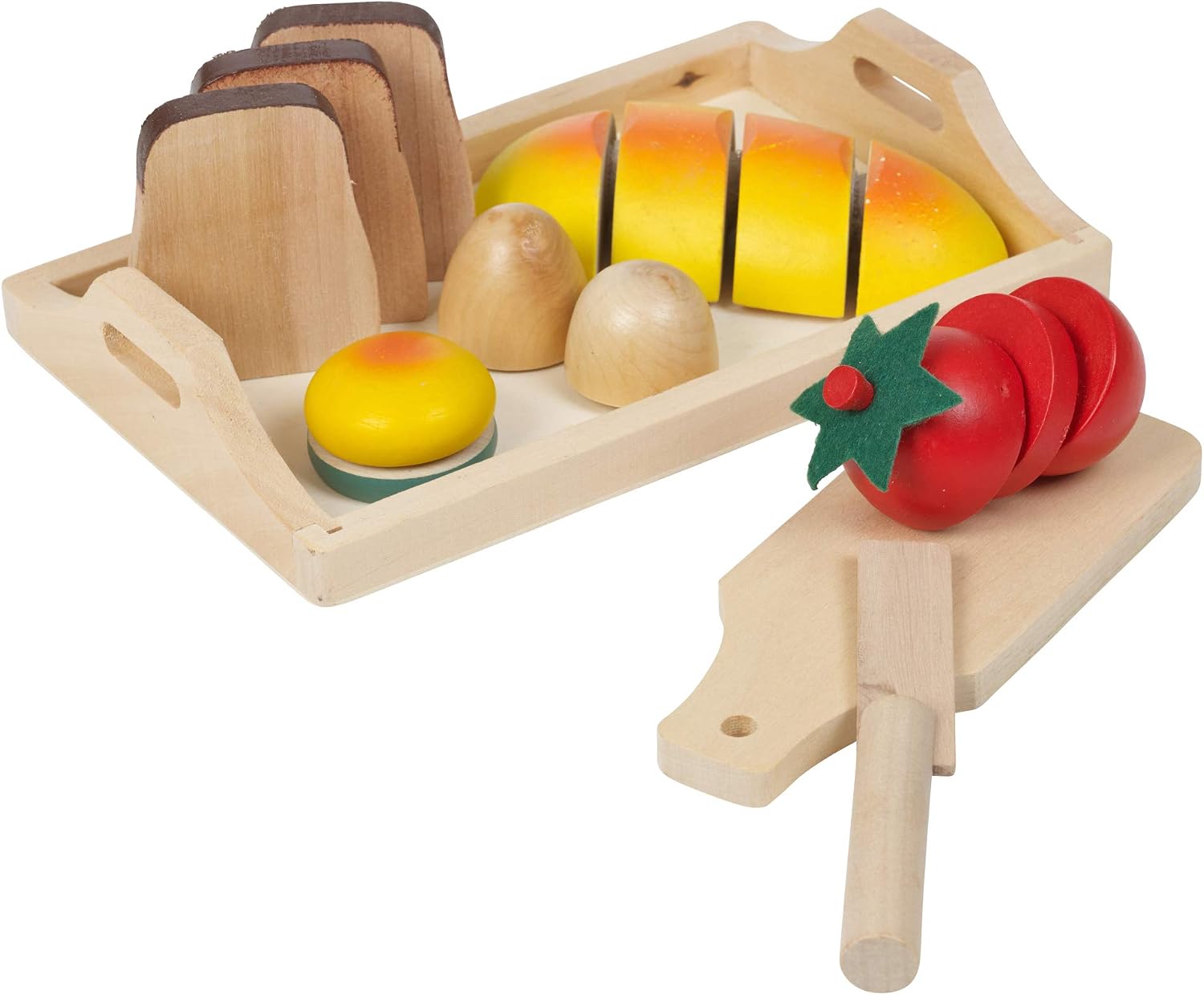 URBN-TOYS Large Set Of Wooden Fruit & Veg or Bread & Buns in Trays Pretend Play Food Cutting Toy (Fruit, Veg & Baked Goods) - Image 4