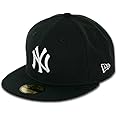New Era 59Fifty Hat MLB Basic New York Yankees Black/White Fitted Baseball Cap (6 7/8)
