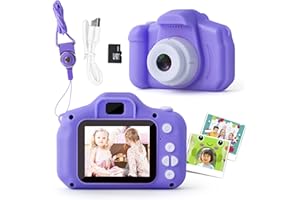 Digital Camera for Kids,NINE CUBE Toddler 2.0 Inch IPS Screen Video Camera for 3-7 Years Boys Girls,Purple Toys Camera with 32GB SD for Birthday